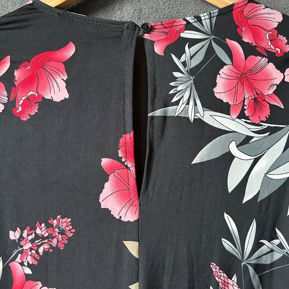 One Clothing Jumpsuit Black Red Floral Knit V-Neck Wide Leg - Women's Size M - Picture 8 of 11